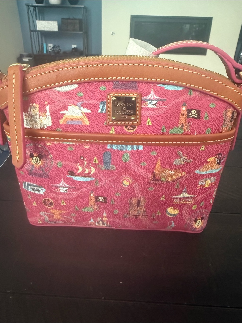 NWT Disney Parks Dooney & Bourke Pink Printed Dome Crossbody